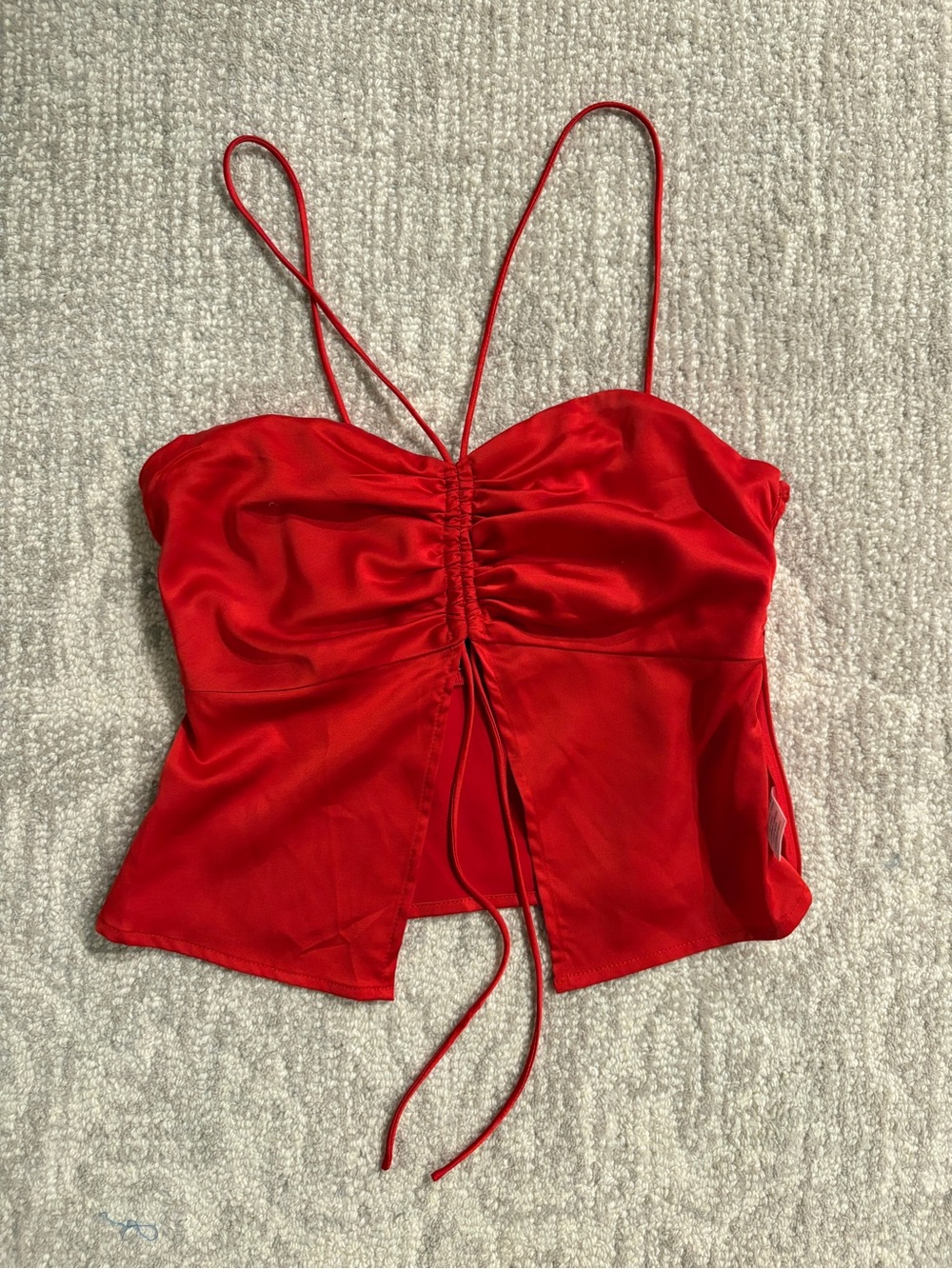 Superdown NWOT Red Ruched Satin Cami Top